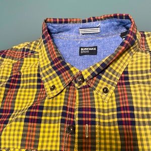 Burkman Bros Plaid Cotton Button Down Long Sleeve Shirt Medium